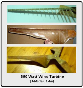 500 Watt Kevlar Wind Turbine, 3 Blades, 1.4 m Diameter