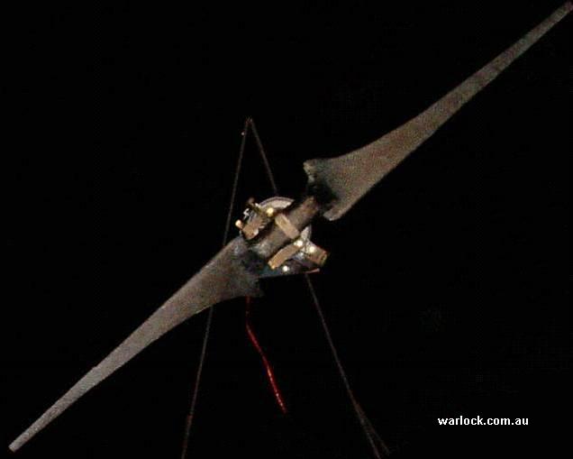 The carbon fibre blades attached to the permanent magnet generator on a test rig.