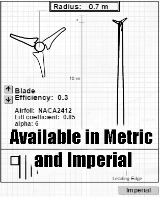 Bladecalc in metric and imperial units