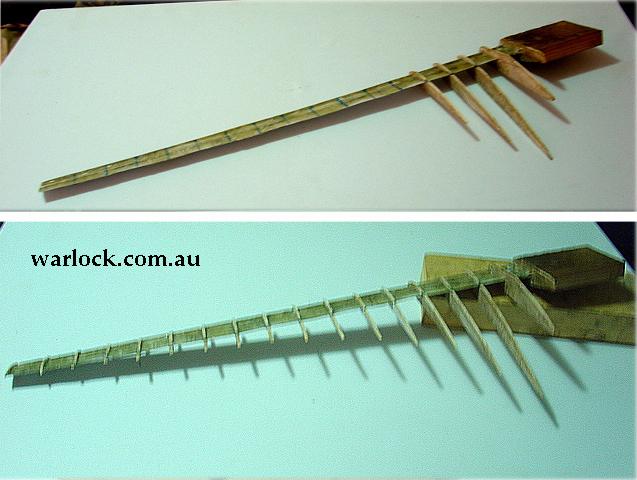 Airfoil cross-sections are glued along the length of the root.