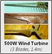 500 Watt Kevlar Wind Turbine, 3 Blades, 1.4 m Diameter