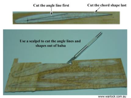 Paste the shapes on balsa (at least 3 mm thick (0.12 inch) and superglue adhesive the entire piece. Cut out each balsa section using a scalpel.